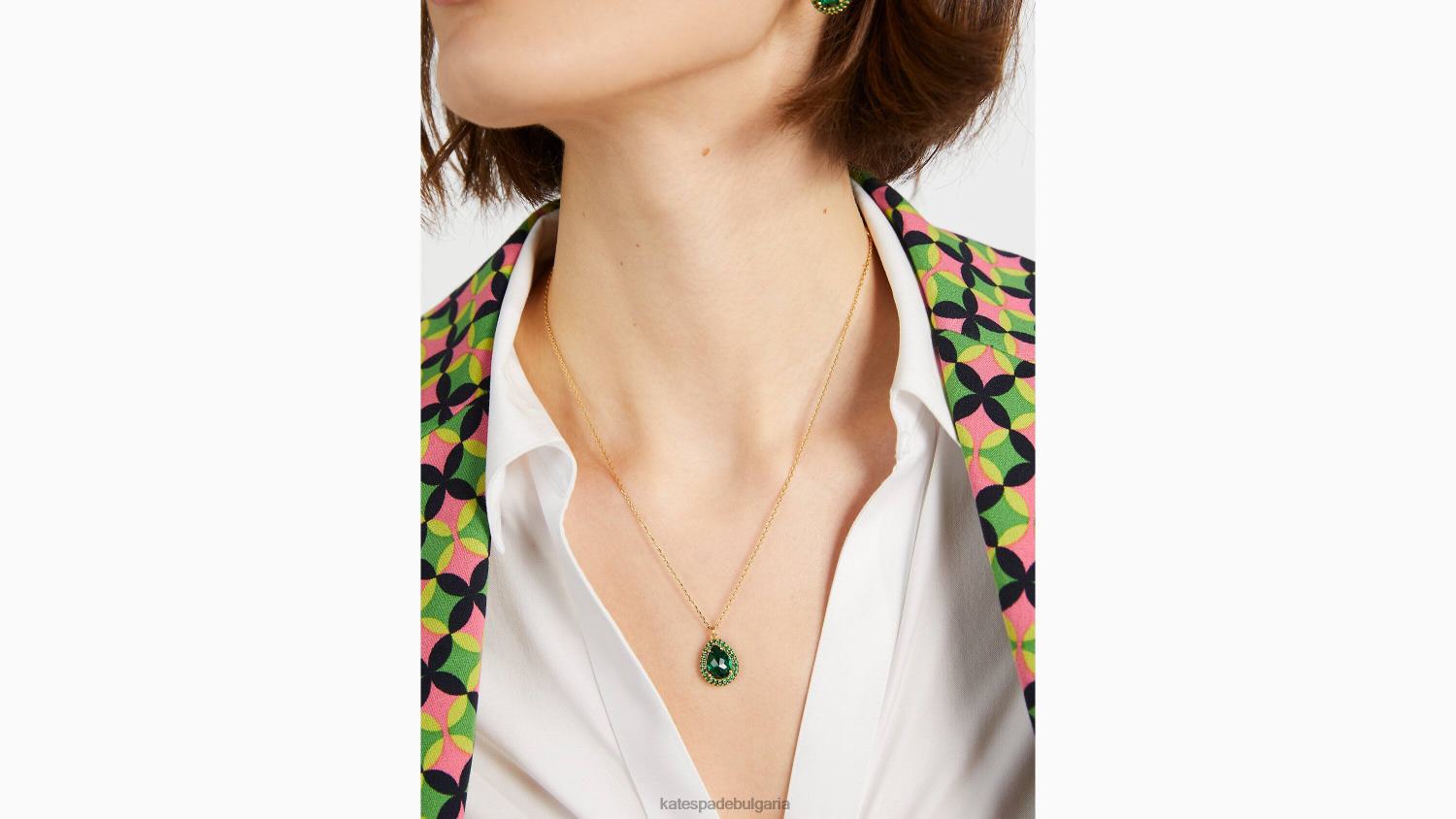 аксесоари Kate Spade брилянтни изявления pave halo мини висулка зелен мулти Жени 2N00B1185