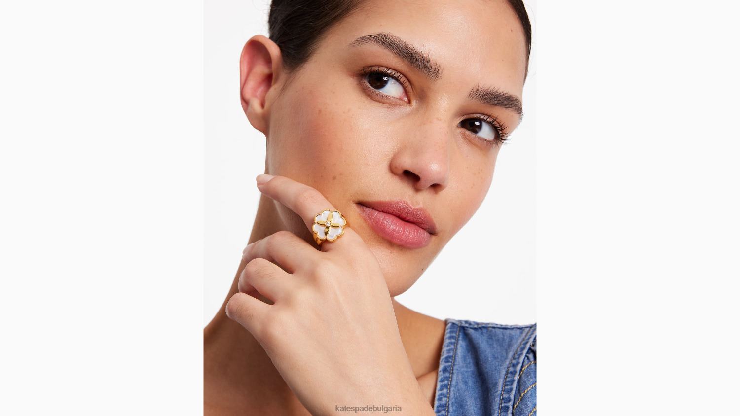 аксесоари Kate Spade пръстен с печат Heritage bloom крем/злато Жени 2N00B1117