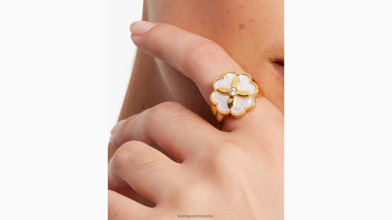 аксесоари Kate Spade пръстен с печат Heritage bloom крем/злато Жени 2N00B1117