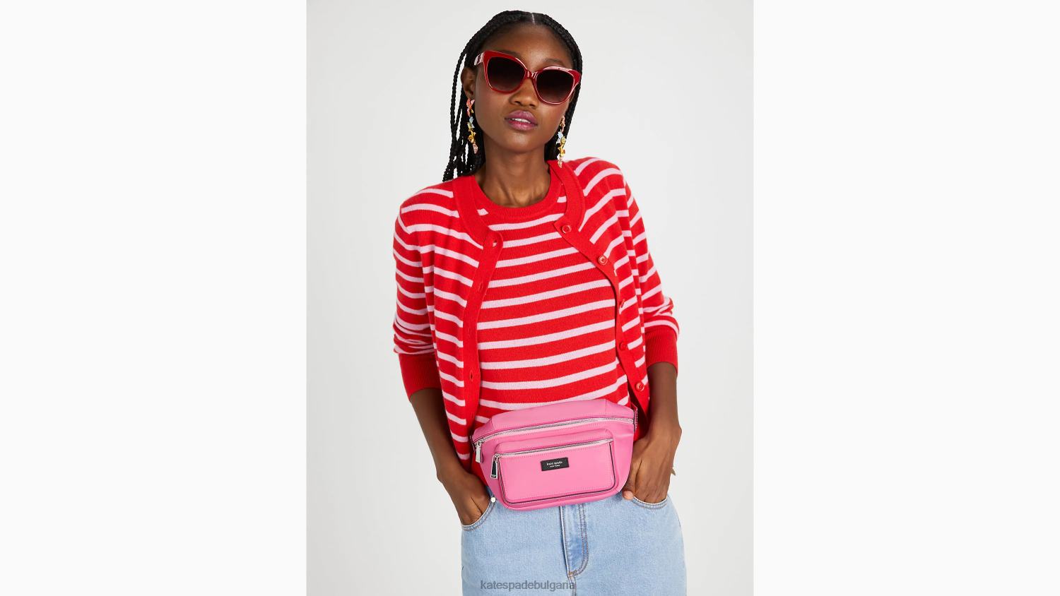 аксесоари Kate Spade sam icon ksnyl найлонова средна чанта за колан розов облак Жени 2N00B42