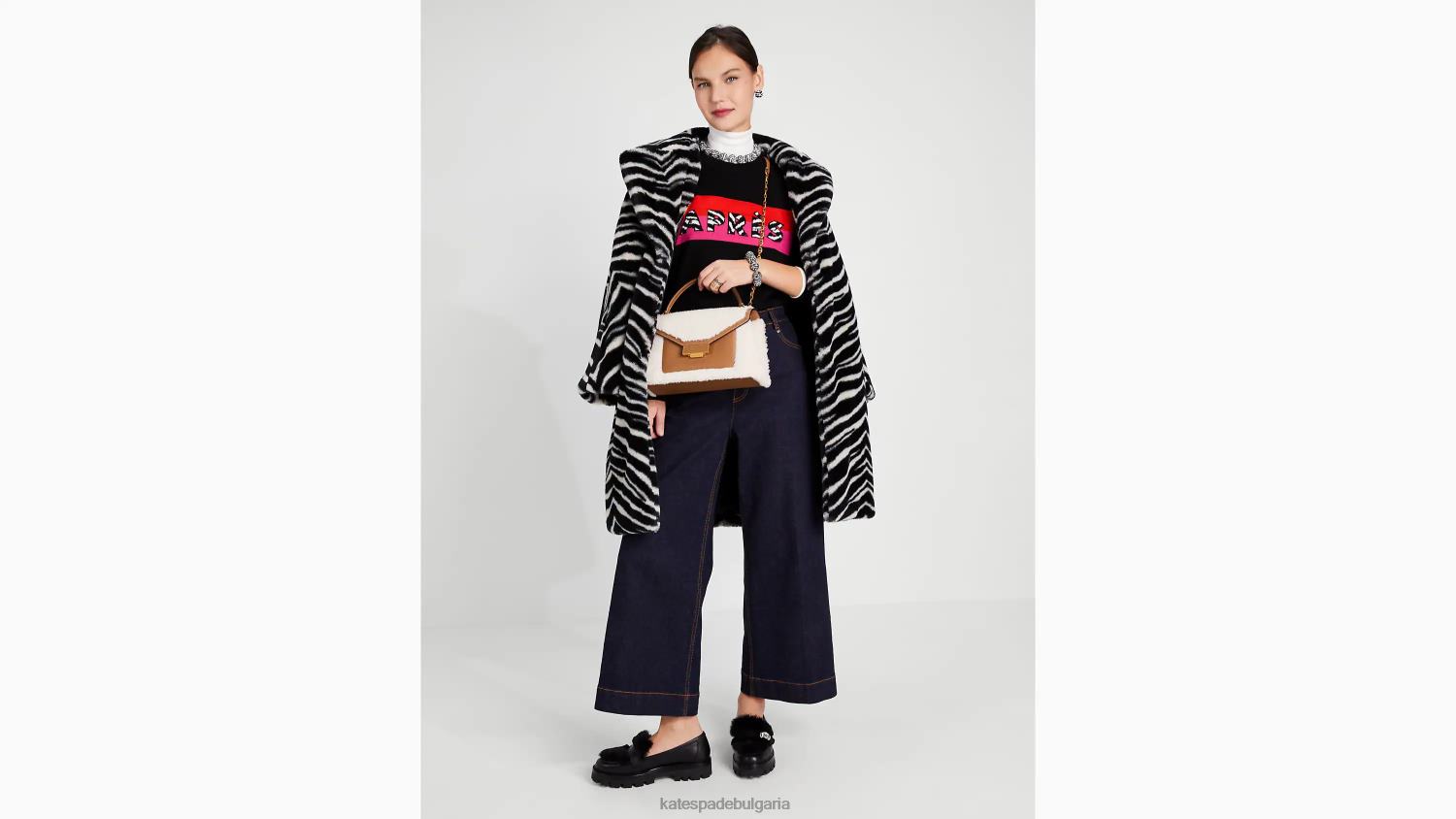 аксесоари Kate Spade Gramercy Shearling средна конвертируема чанта през рамо крем мулти Жени 2N00B338