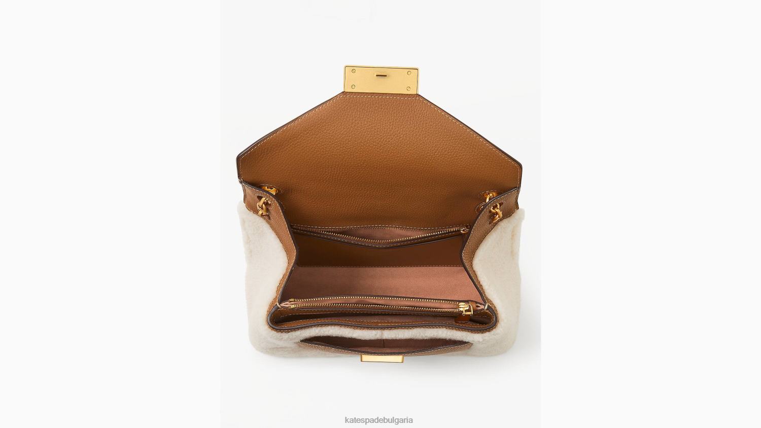 аксесоари Kate Spade Gramercy Shearling средна конвертируема чанта през рамо крем мулти Жени 2N00B338