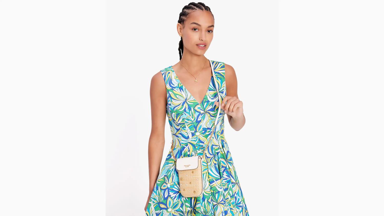 аксесоари Kate Spade steffie украсена слама север юг телефон crossbody естествен мулти Жени 2N00B29