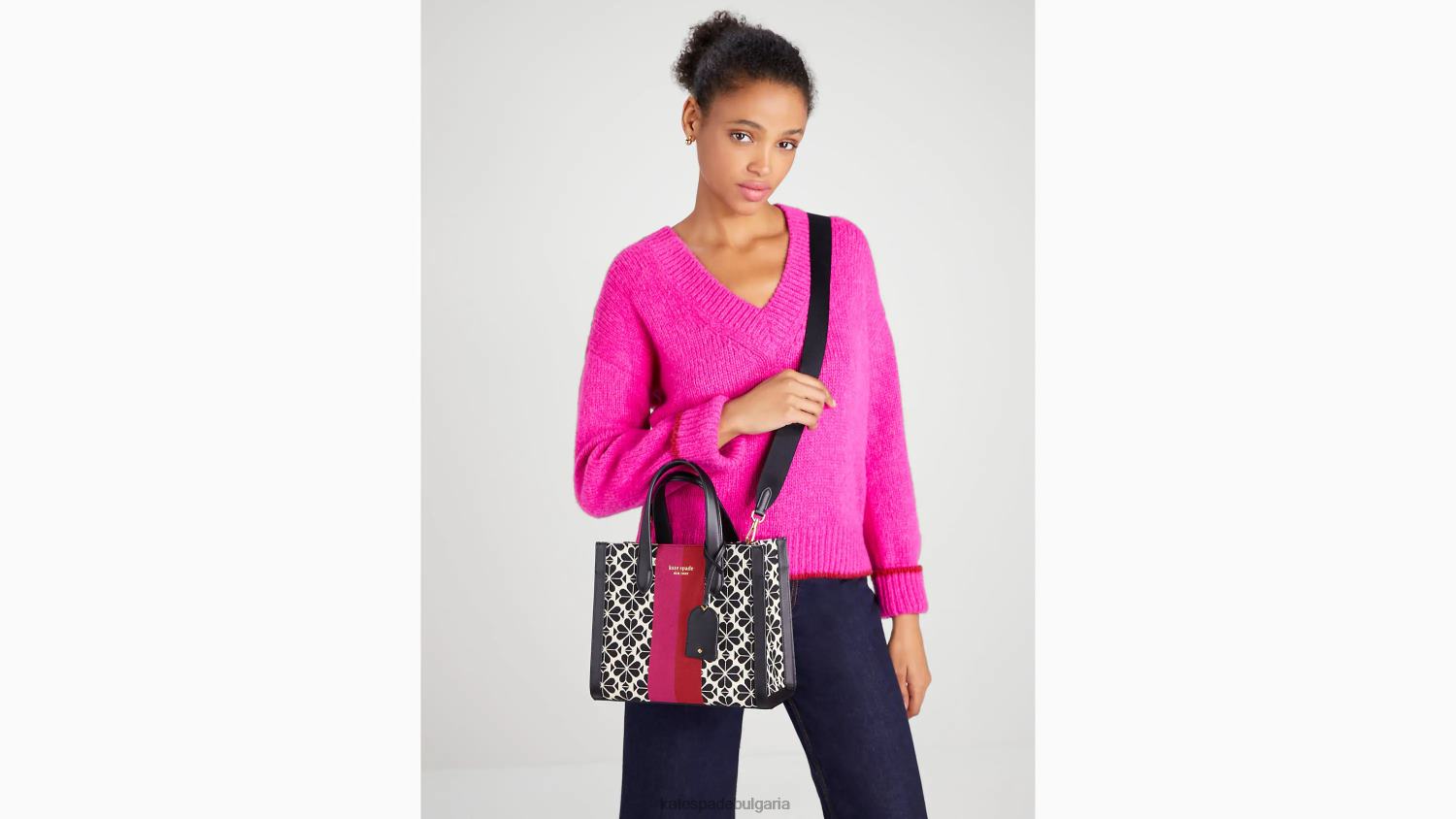 аксесоари Kate Spade малка чантичка от манхатън на цветни жакардови ленти крем мулти Жени 2N00B261