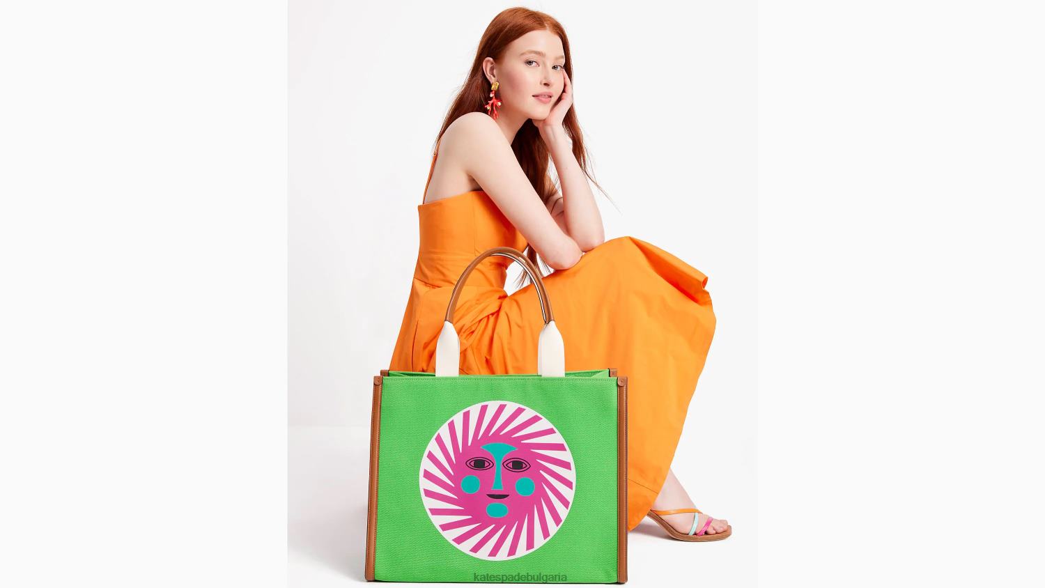 аксесоари Kate Spade alexander girard x new york платнена голяма чантичка зелено Жени 2N00B17