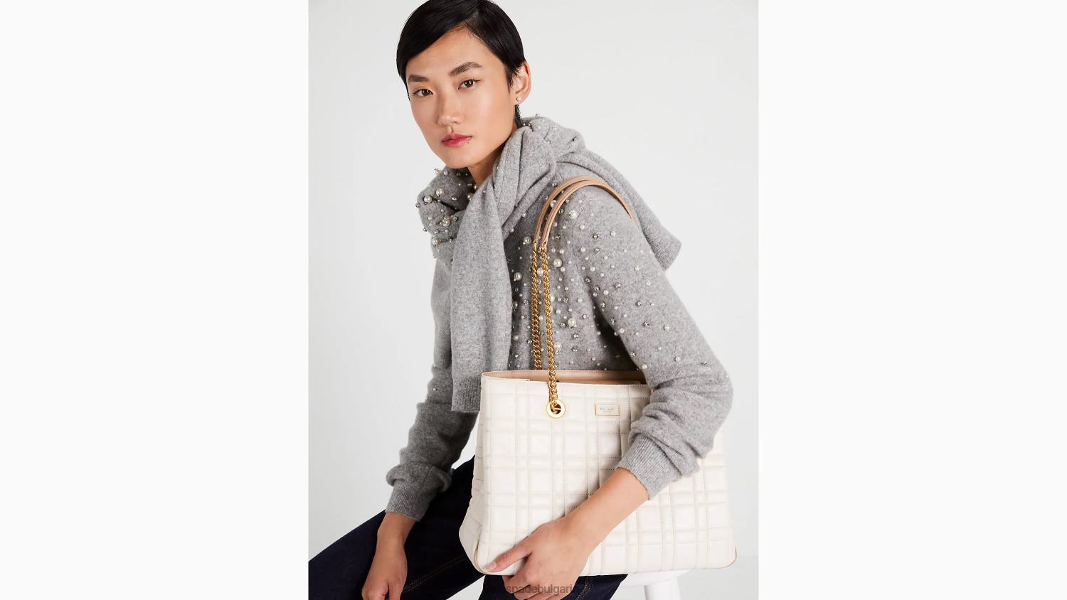 аксесоари Kate Spade ватирана средна конвертируема пазарска чанта evelyn слонова кост Жени 2N00B275