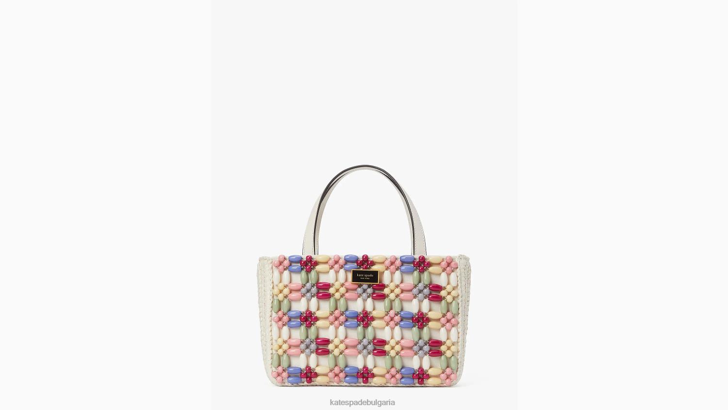 аксесоари Kate Spade малка чантичка от рафия с мъниста sam icon крем мулти Жени 2N00B229