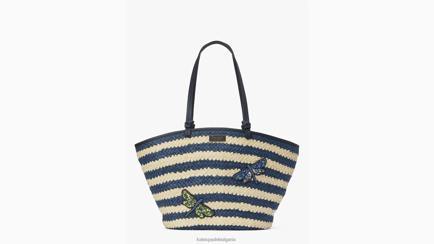 аксесоари Kate Spade shore thing украсена раирана сламена голяма чантичка сако син мулти Жени 2N00B303