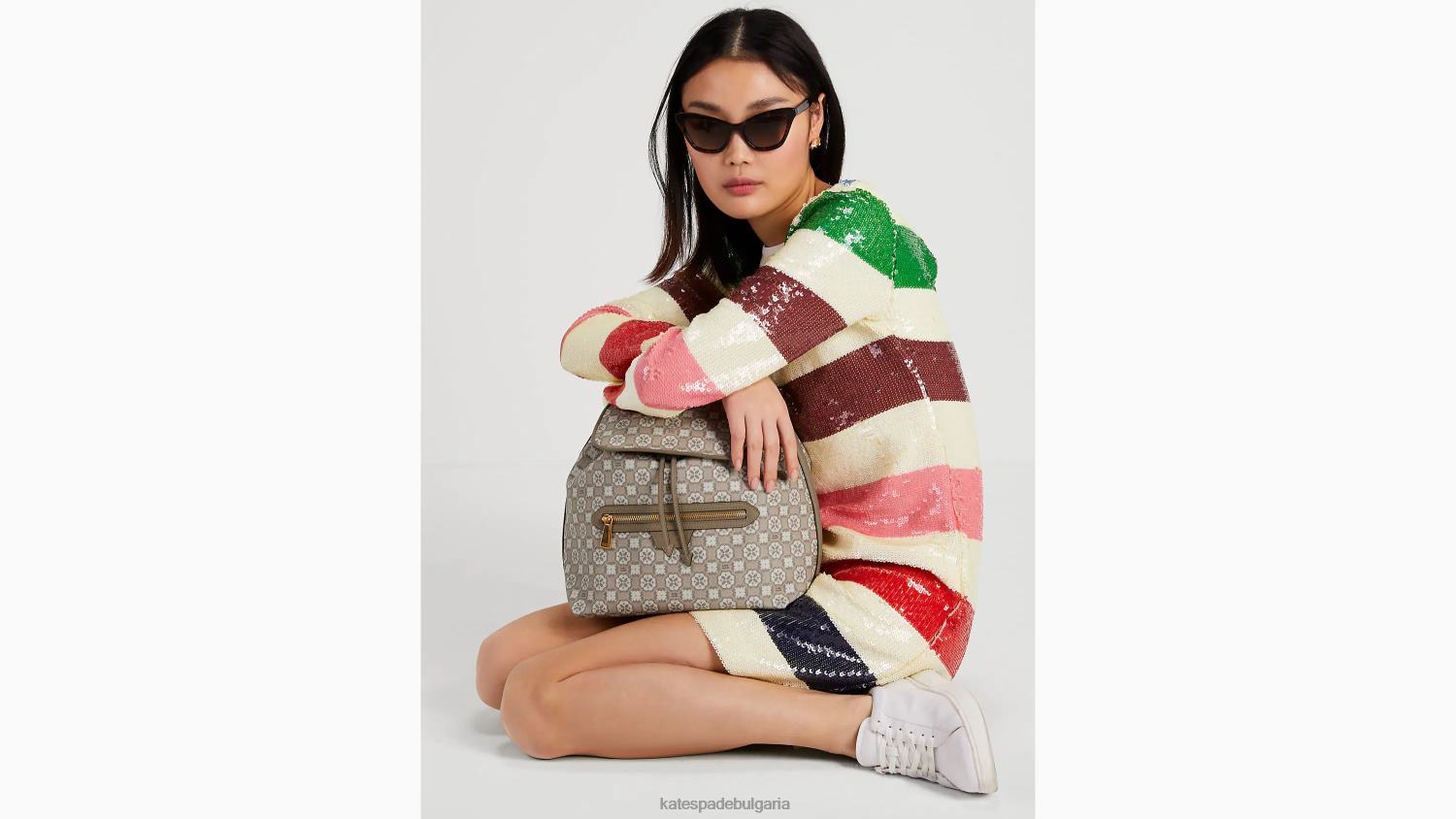 аксесоари Kate Spade раница с капак с цветен монограм mia естествен мулти Жени 2N00B325
