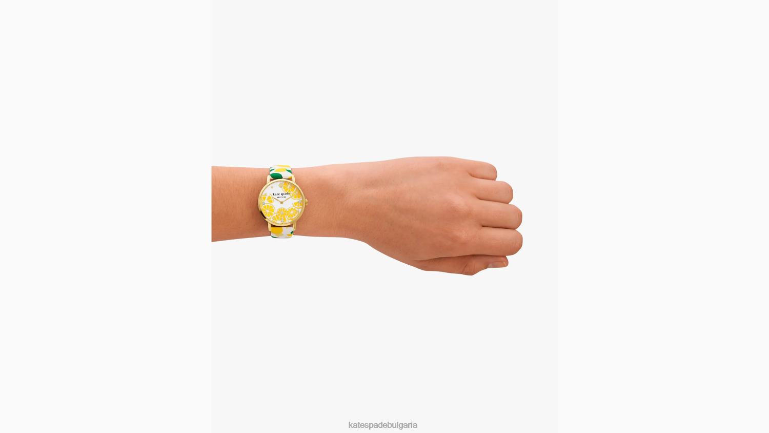 аксесоари Kate Spade metro лимоненожълт кожен часовник бяло Жени 2N00B1149