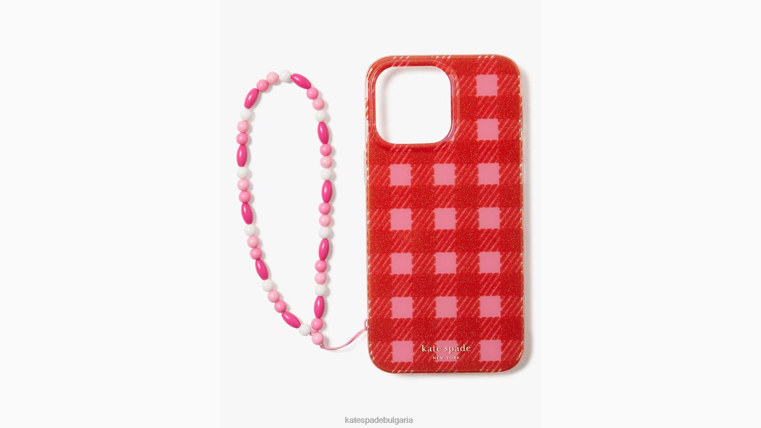 аксесоари Kate Spade калъф за китка sam icon glitter gingham iphone 14 pro розов облак мулти Жени 2N00B1286