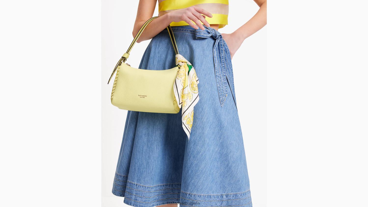 аксесоари Kate Spade копринена бандана с лимони кремаво/жълто Жени 2N00B1294