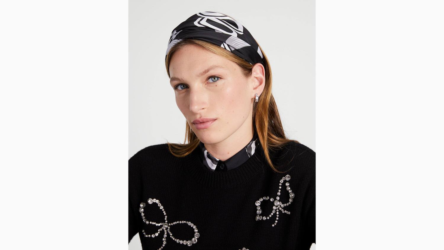 аксесоари Kate Spade лъкове и панделки копринен квадратен шал черен Жени 2N00B1437