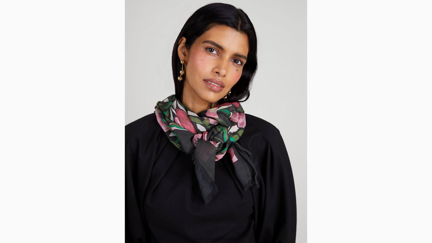 аксесоари Kate Spade розова градина продълговат шал черен Жени 2N00B1460