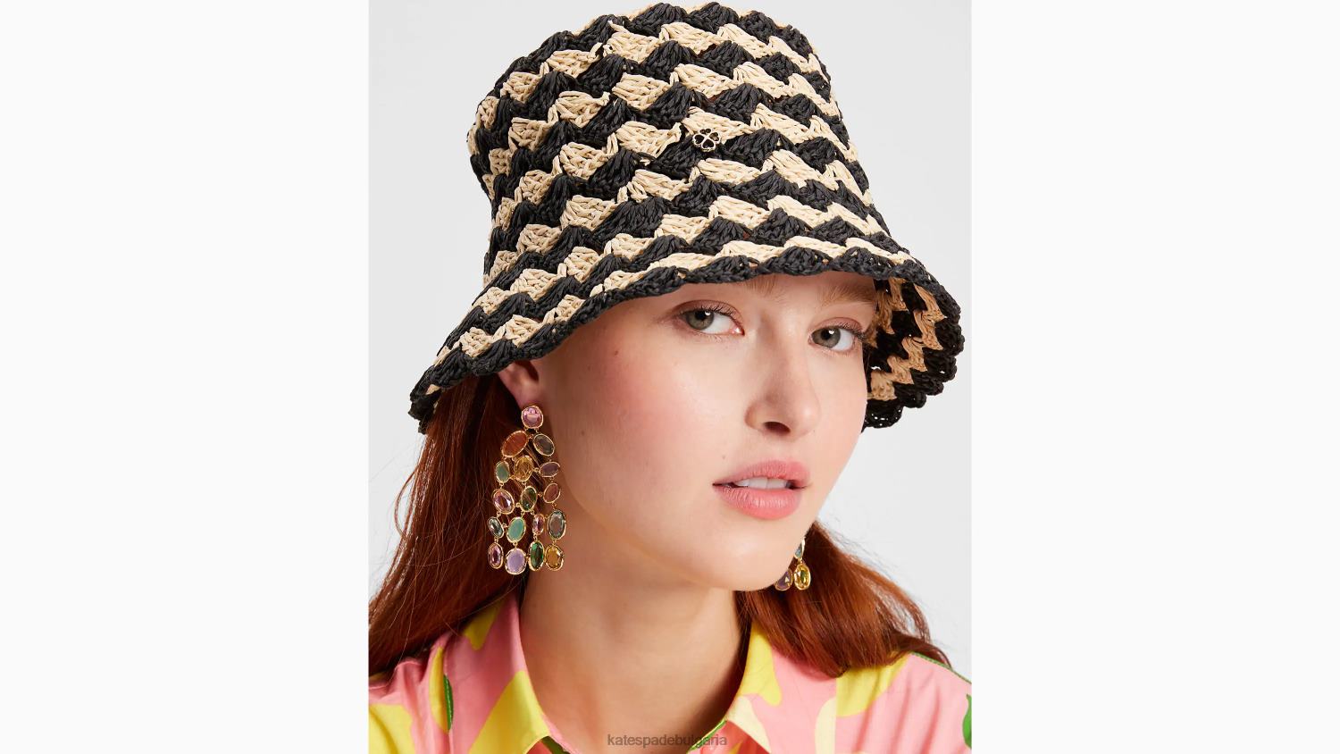 аксесоари Kate Spade плетена шапка с морски райета естествен/черен Жени 2N00B1379