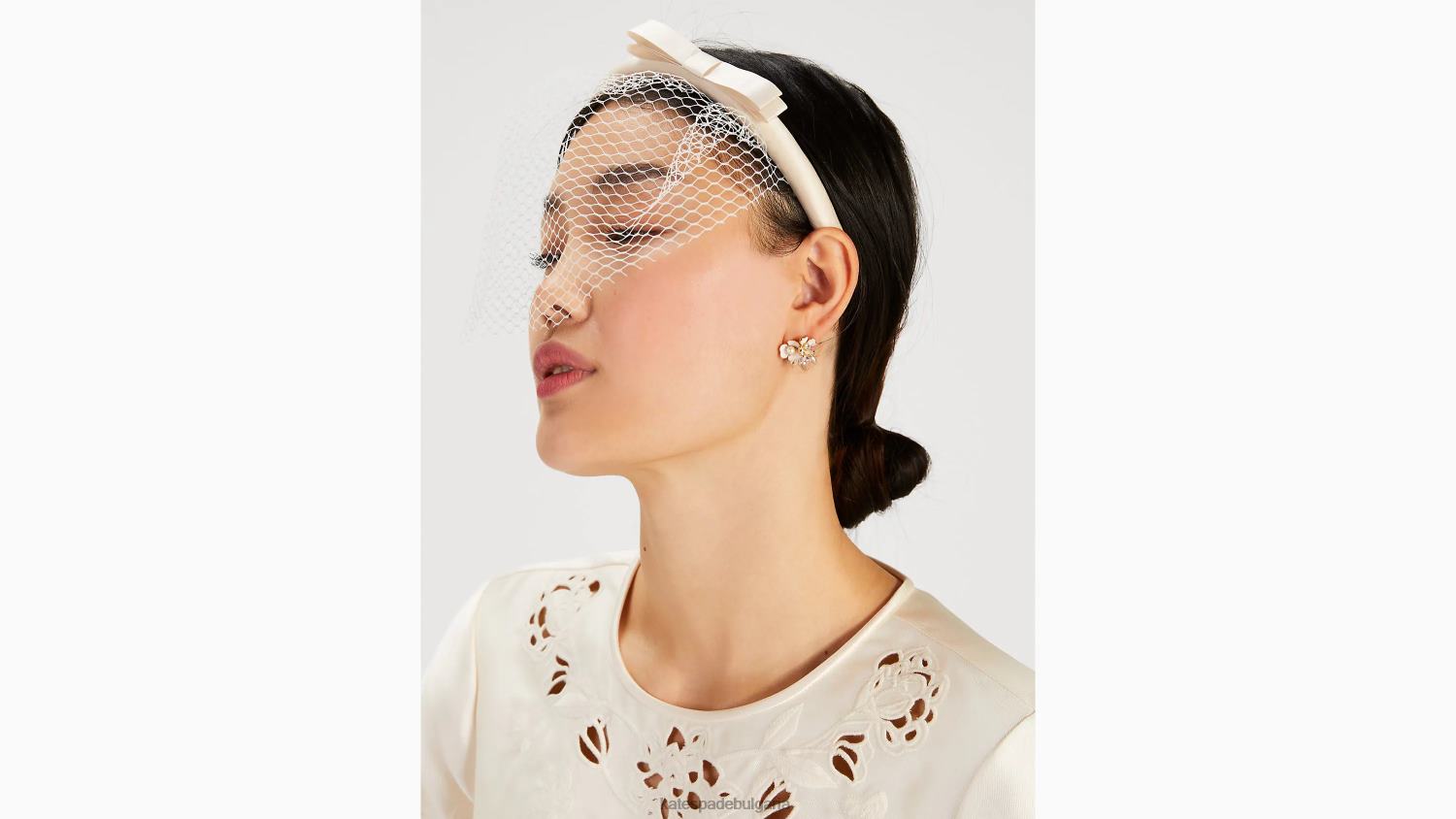 аксесоари Kate Spade булчински лък забулена лента за глава френски крем Жени 2N00B1383