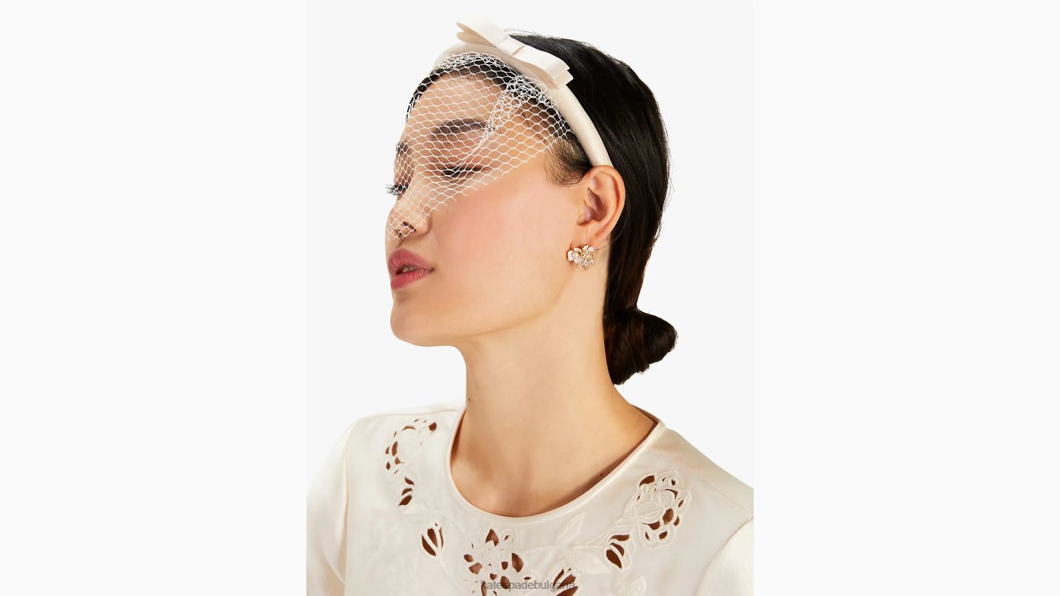 аксесоари Kate Spade булчински лък забулена лента за глава френски крем Жени 2N00B1383