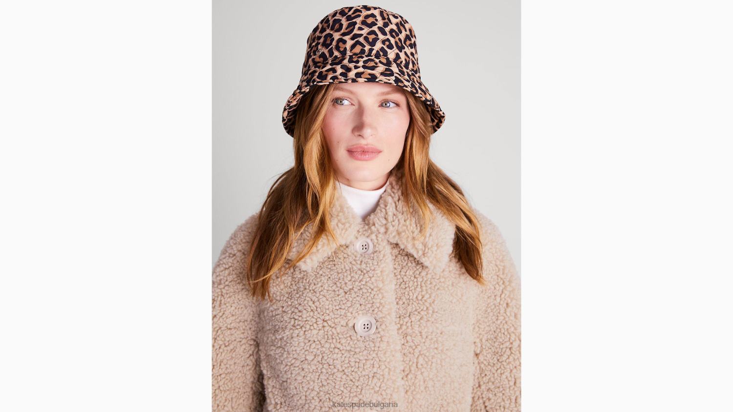 аксесоари Kate Spade прекрасна ватирана найлонова шапка с леопард печено кашу Жени 2N00B1466