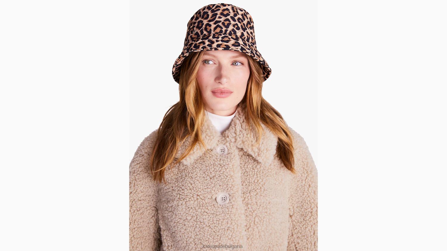 аксесоари Kate Spade прекрасна ватирана найлонова шапка с леопард печено кашу Жени 2N00B1466