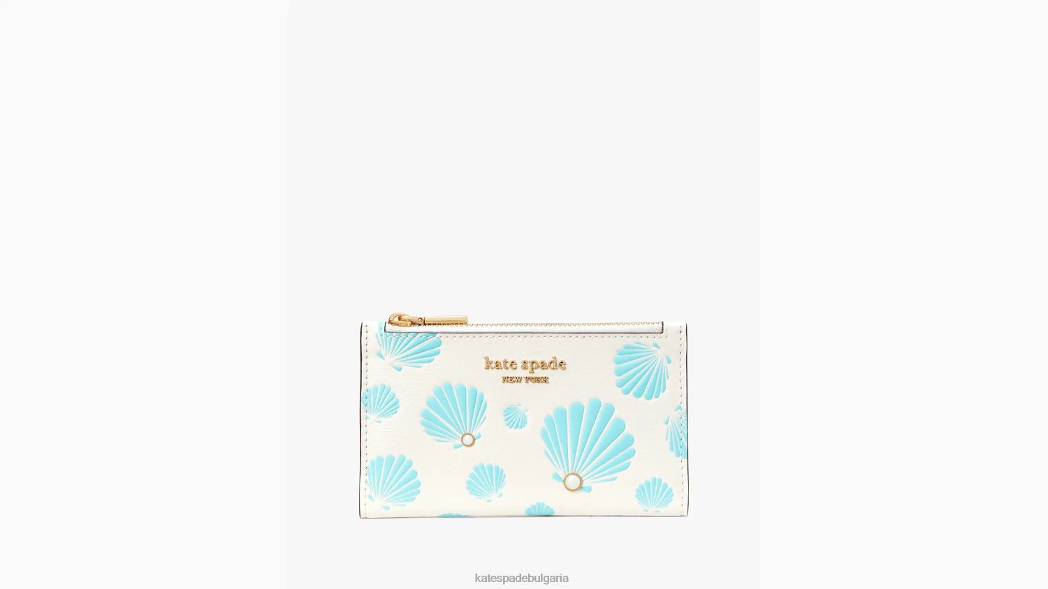аксесоари Kate Spade малък тънък портфейл с двойно сгъване с щампована раковина на Морган крем мулти Жени 2N00B345