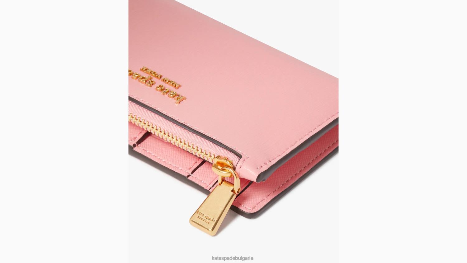 аксесоари Kate Spade morgan малък тънък портфейл с двойно сгъване сьомга розово Жени 2N00B360