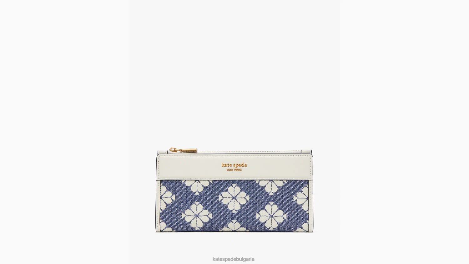 аксесоари Kate Spade тънък портфейл с цип в два цвята платно ореол бяло мулти Жени 2N00B422
