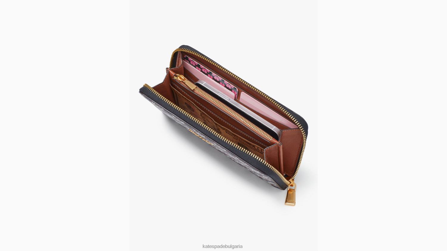 аксесоари Kate Spade континентален портфейл с цип и покритие от плат с цветен монограм естествен мулти Жени 2N00B430