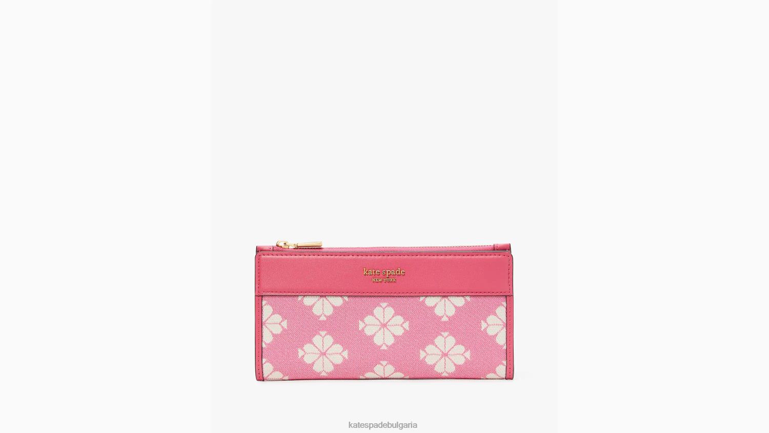 аксесоари Kate Spade тънък портфейл с цип в два цвята платно pom pom розово мулти Жени 2N00B421