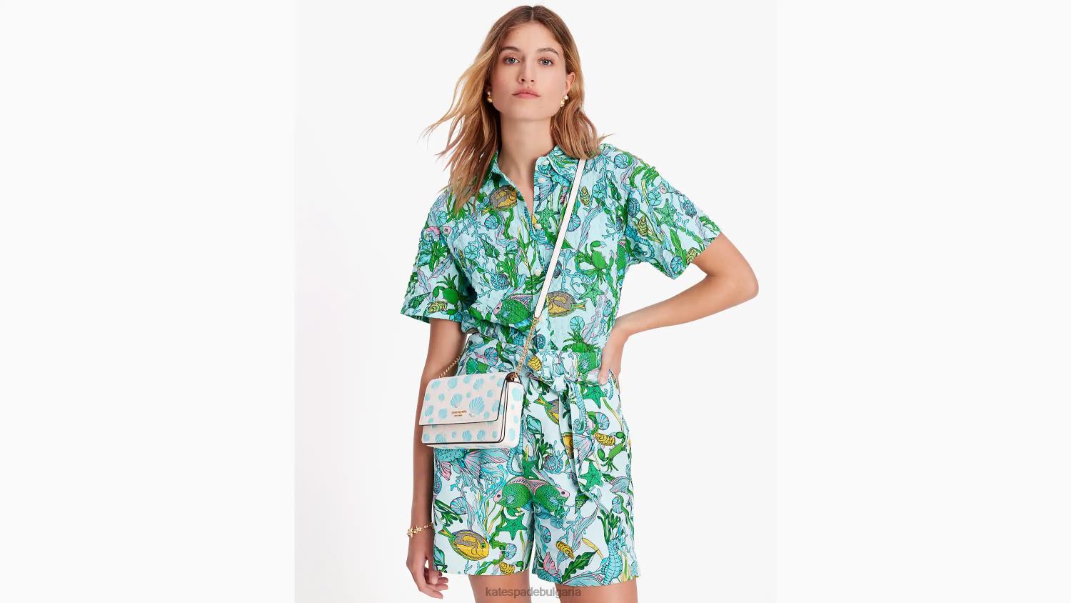 аксесоари Kate Spade портфейл с верижка с щамповани капаци на морган крем мулти Жени 2N00B46