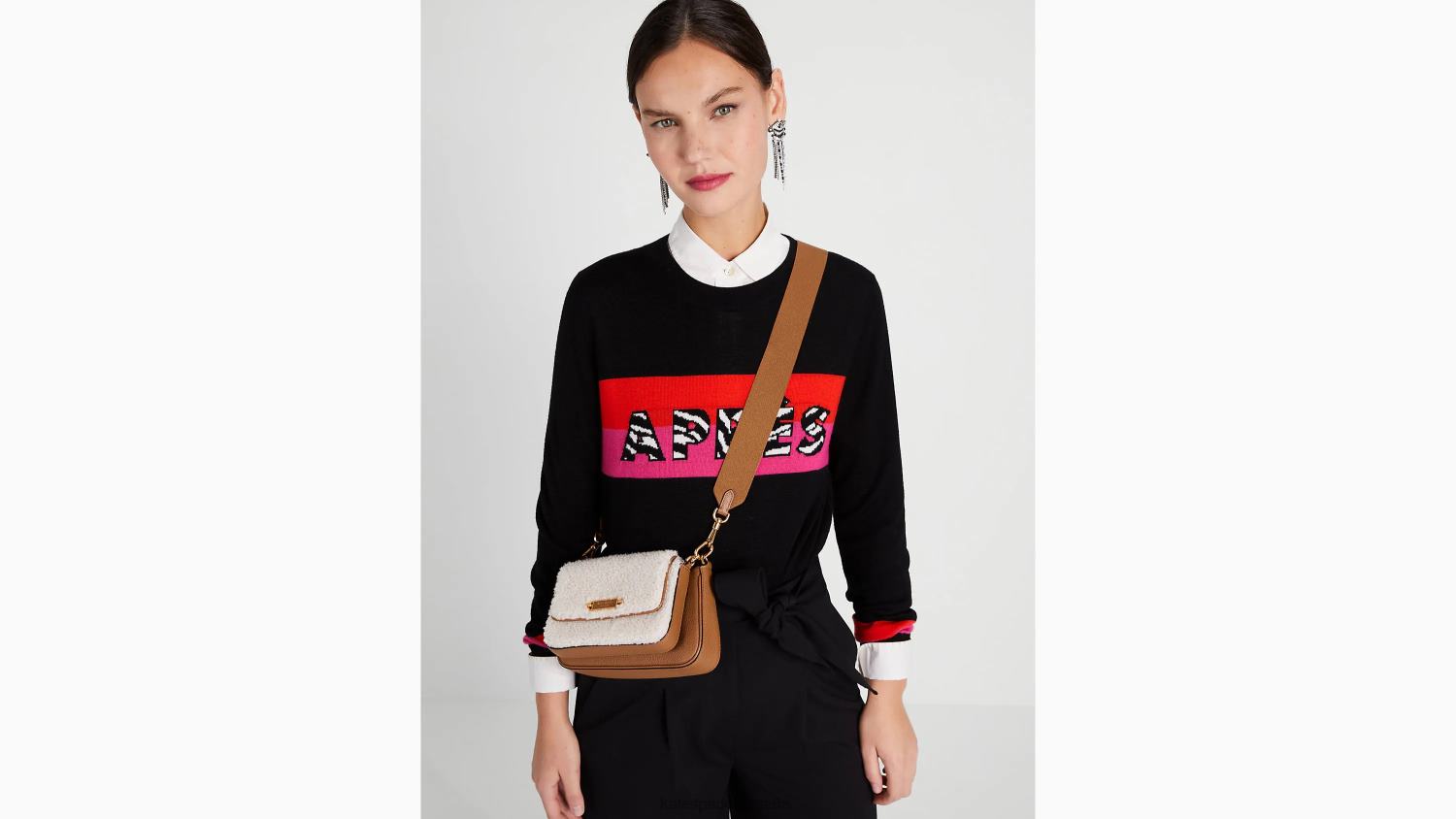 аксесоари Kate Spade morgan shearling и камъчеста кожа с двойно кръстосано тяло крем мулти Жени 2N00B475