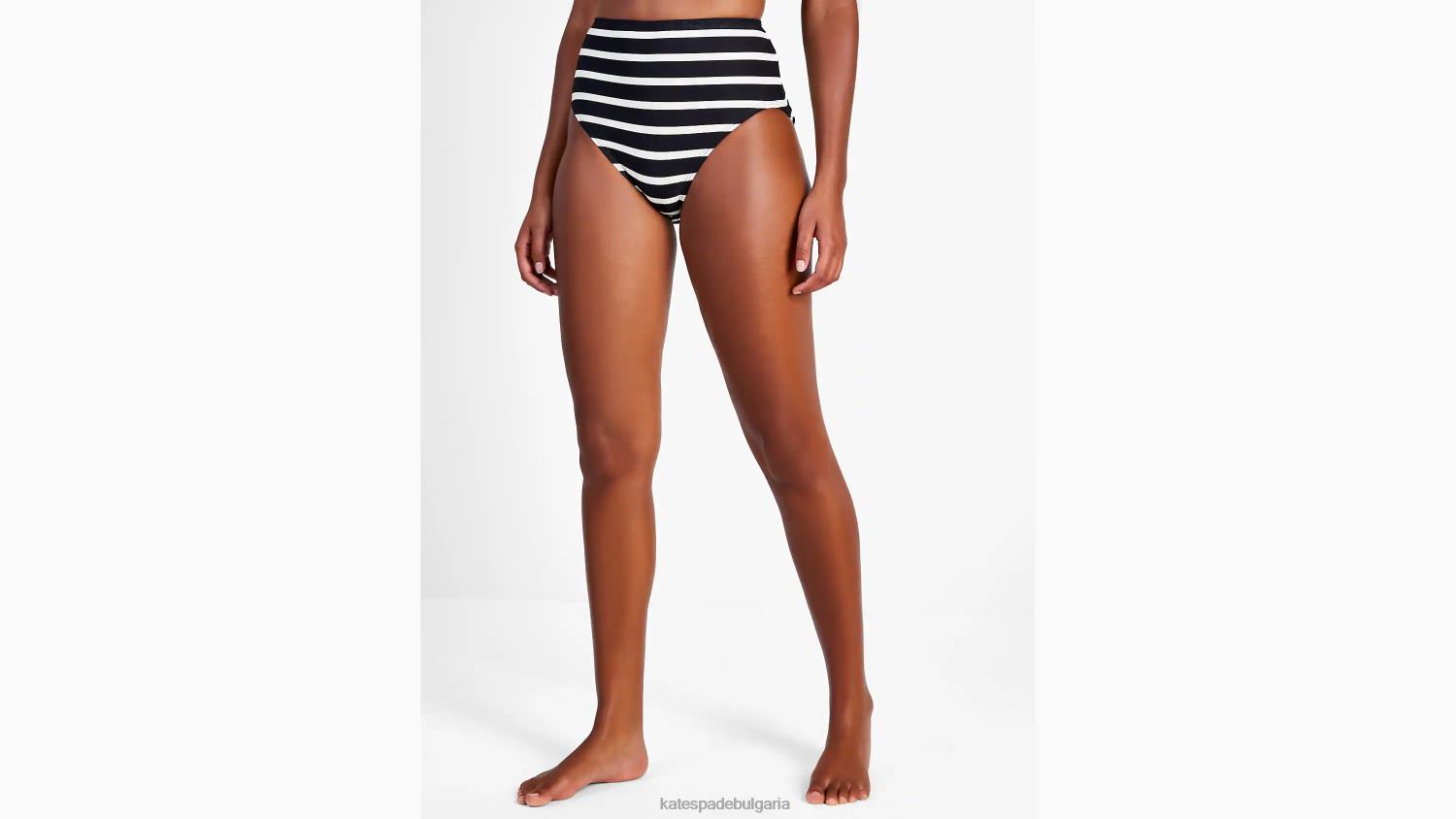 облекло Kate Spade долнище на бикини с бретонско райе с висока талия черен Жени 2N00B794