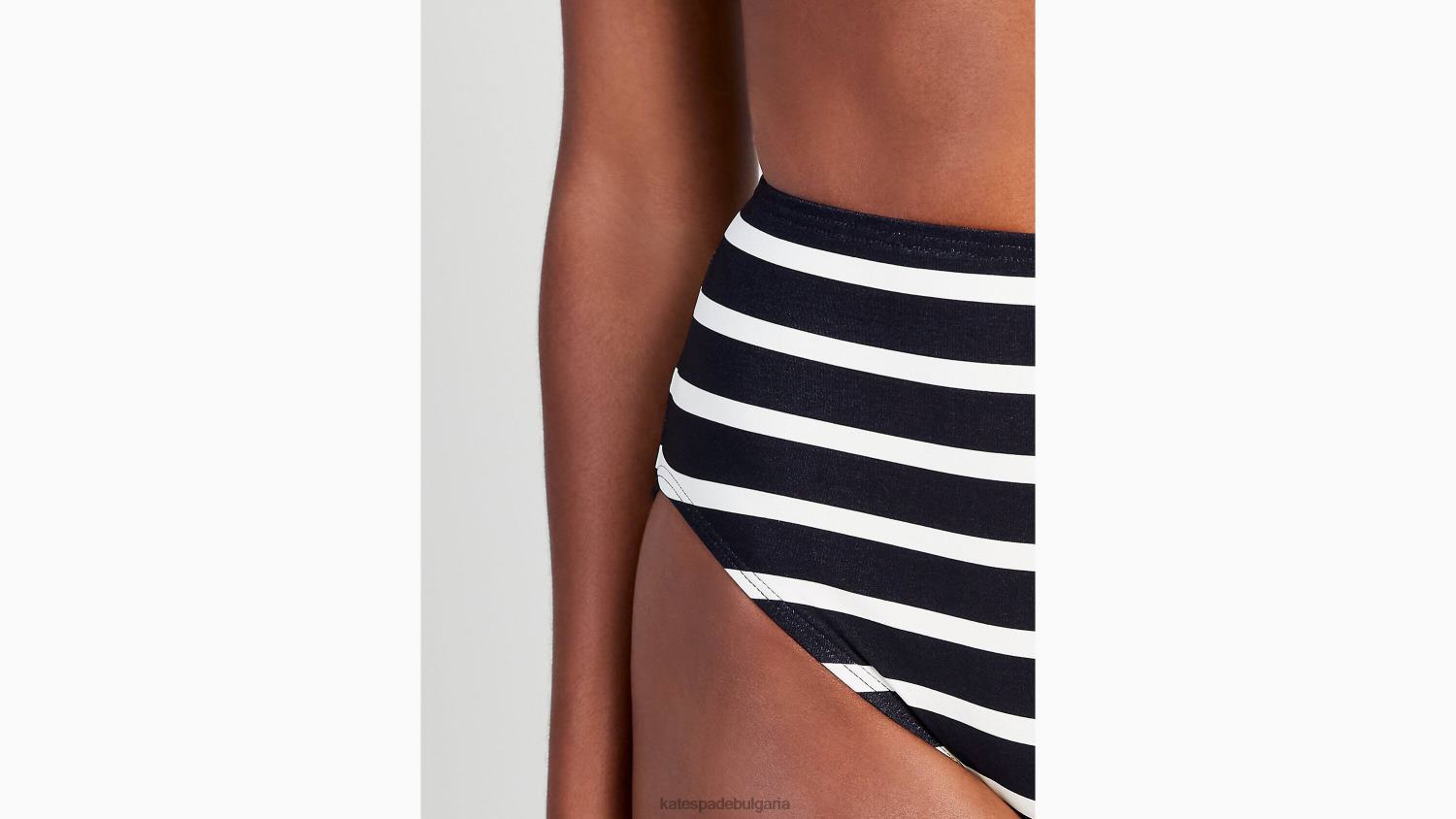 облекло Kate Spade долнище на бикини с бретонско райе с висока талия черен Жени 2N00B794
