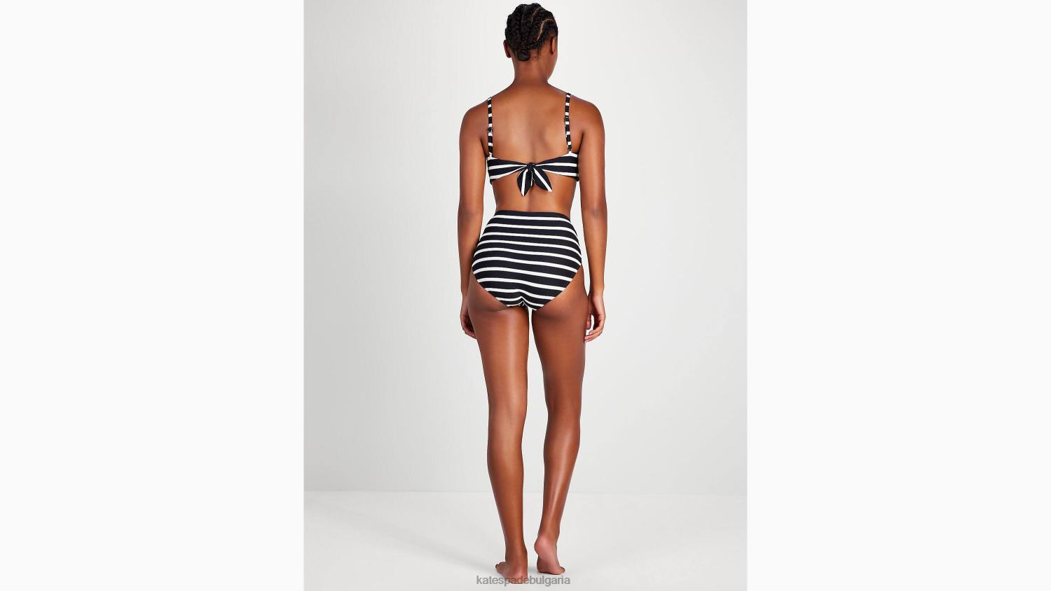 облекло Kate Spade долнище на бикини с бретонско райе с висока талия черен Жени 2N00B794