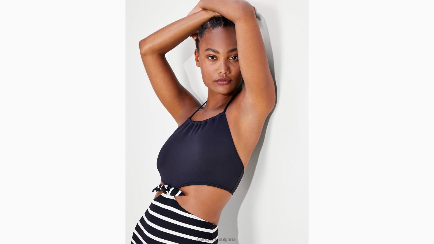 облекло Kate Spade монокини с бретонски райета с висока яка черен Жени 2N00B795