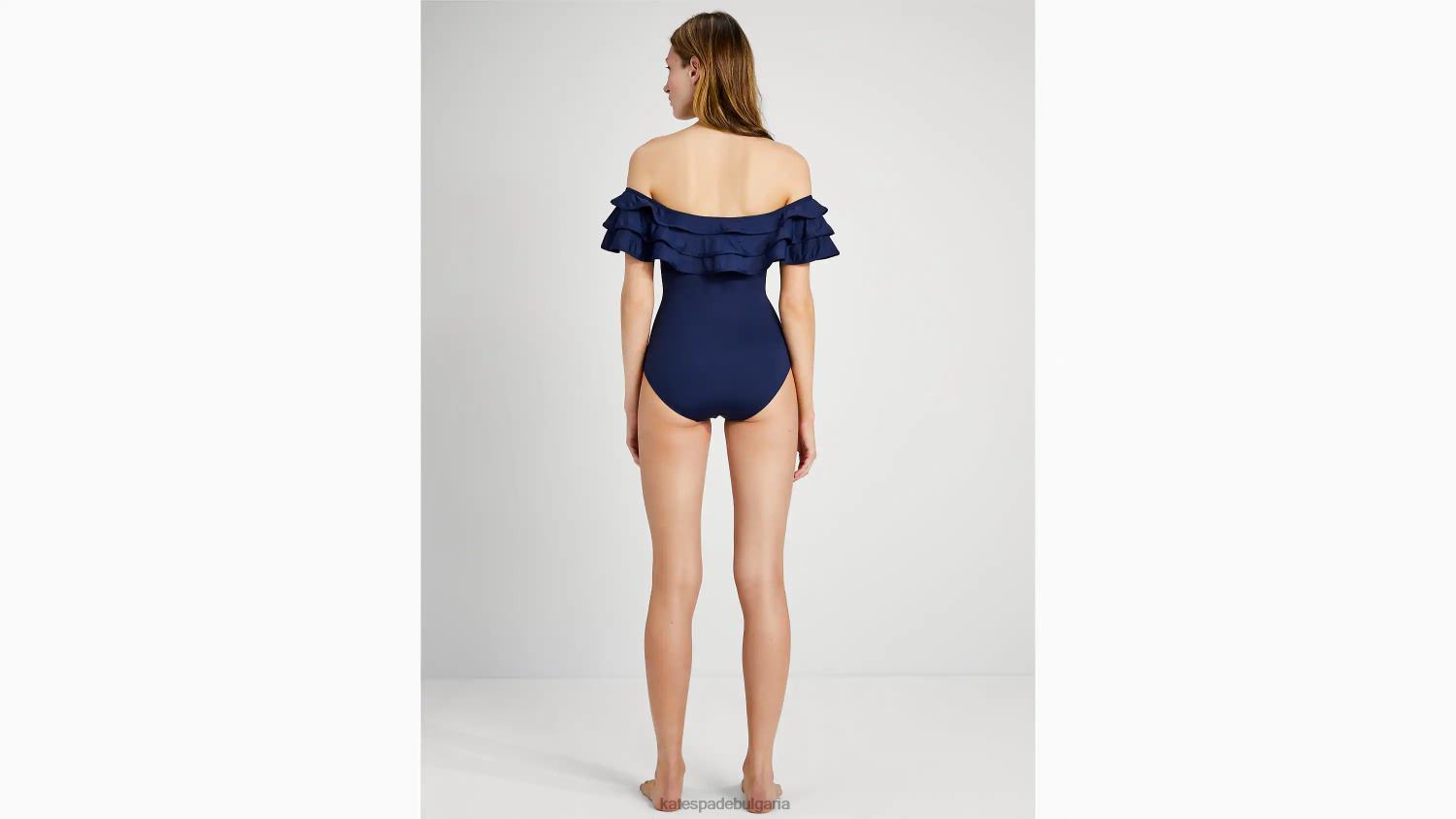 облекло Kate Spade едно парче с палмови плажни волани без рамене сако синьо Жени 2N00B799