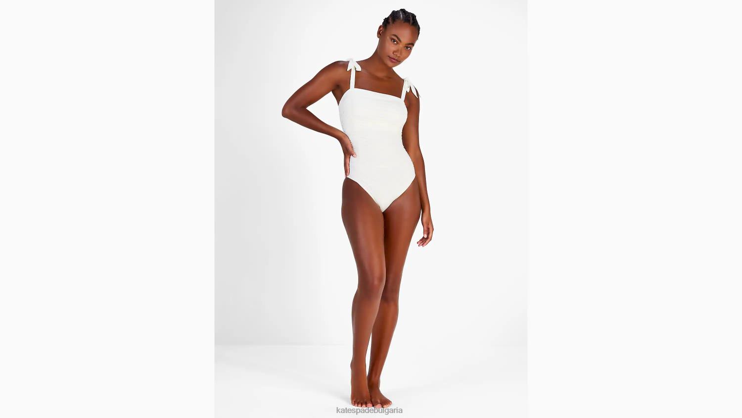 облекло Kate Spade едно парче с квадратно деколте с ребра слонова кост Жени 2N00B800