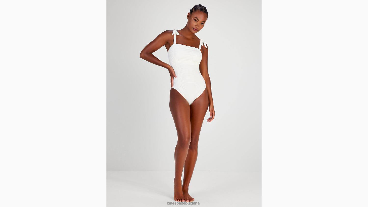 облекло Kate Spade едно парче с квадратно деколте с ребра слонова кост Жени 2N00B800