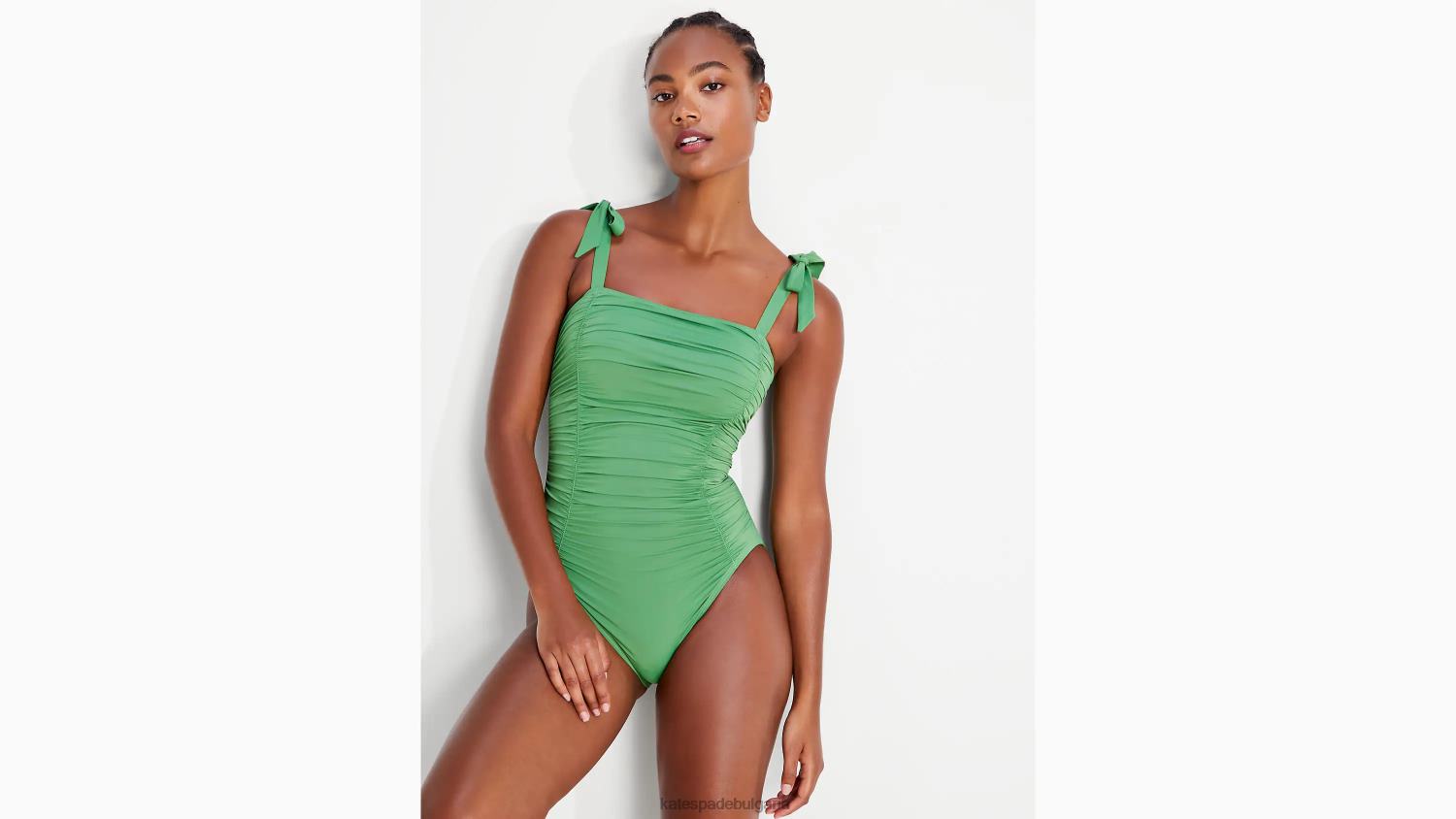 облекло Kate Spade едно парче с квадратно деколте с ребра горчива зеленина Жени 2N00B802