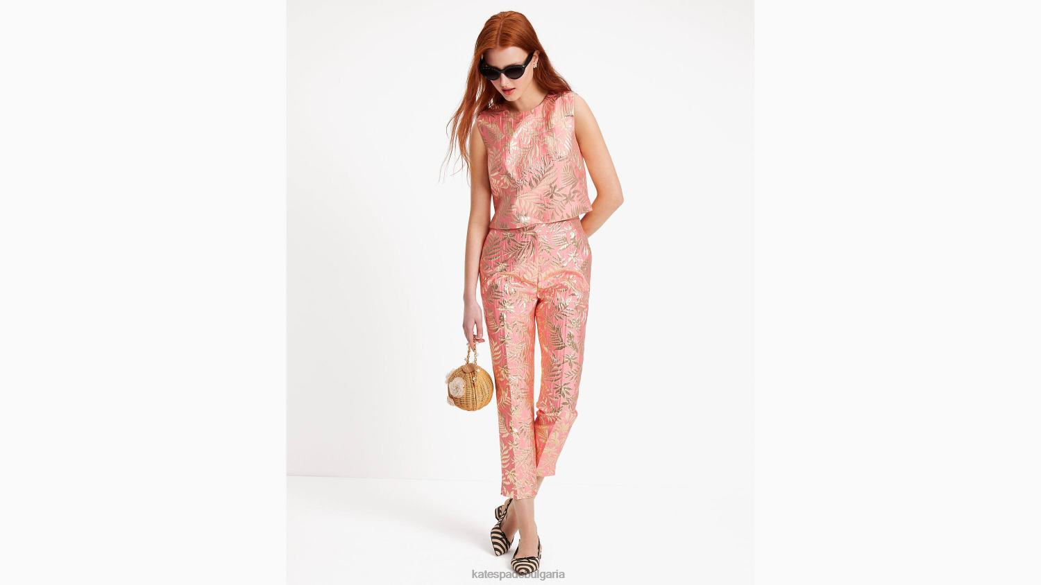 облекло Kate Spade панталони дорис с тропическа зеленина морска звезда/злато Жени 2N00B717