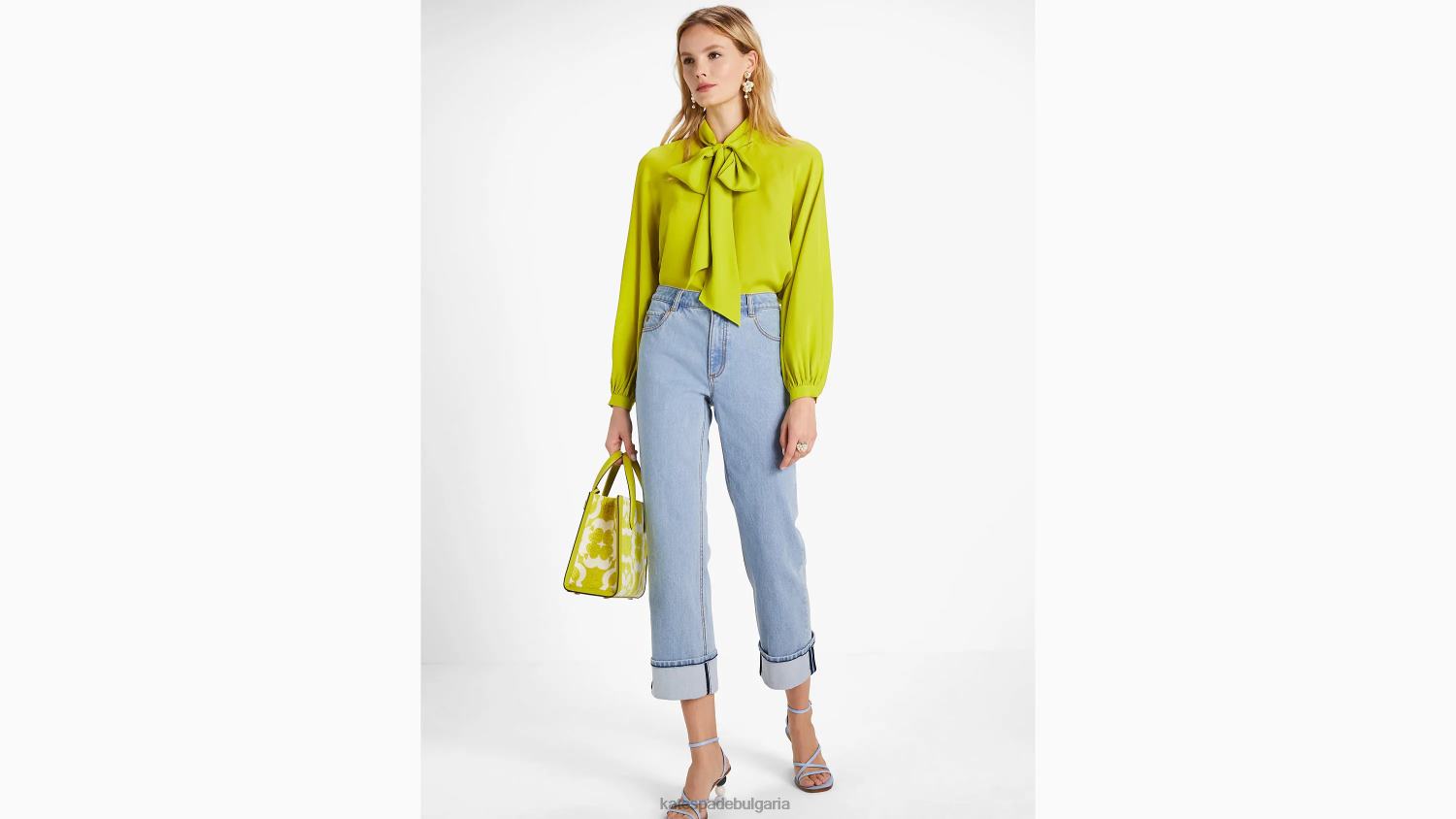 облекло Kate Spade широки дънкови панталони с маншети светло индиго Жени 2N00B769