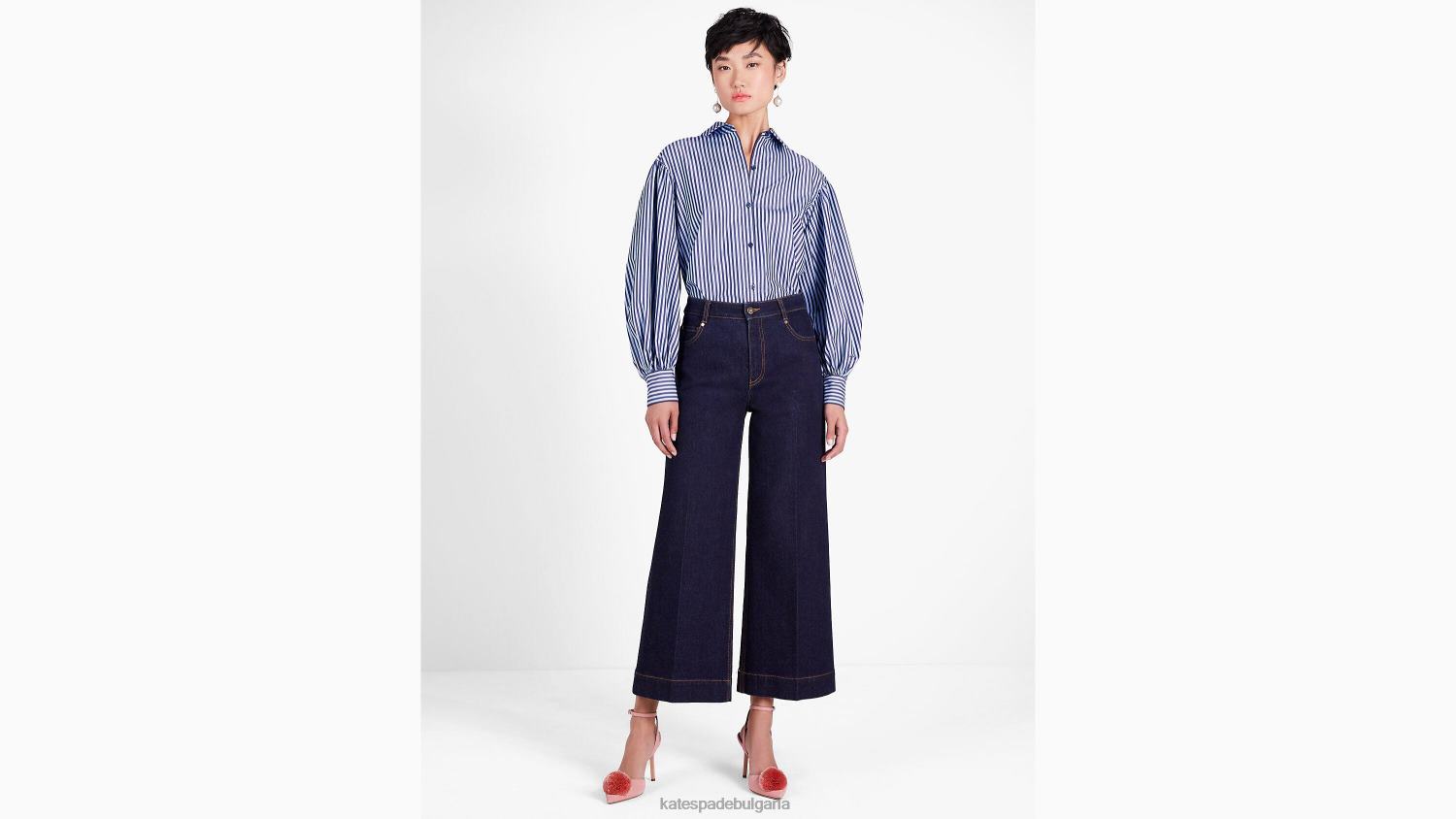 облекло Kate Spade дънков панталон с широки крачоли индиго Жени 2N00B869