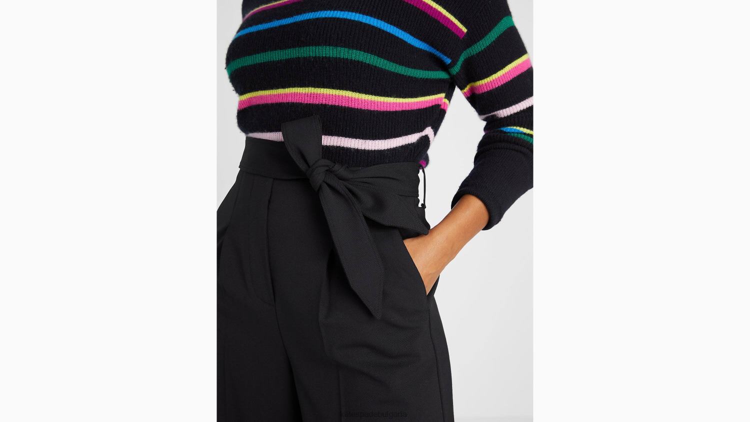 облекло Kate Spade широки панталони със завързване на талията черен Жени 2N00B912