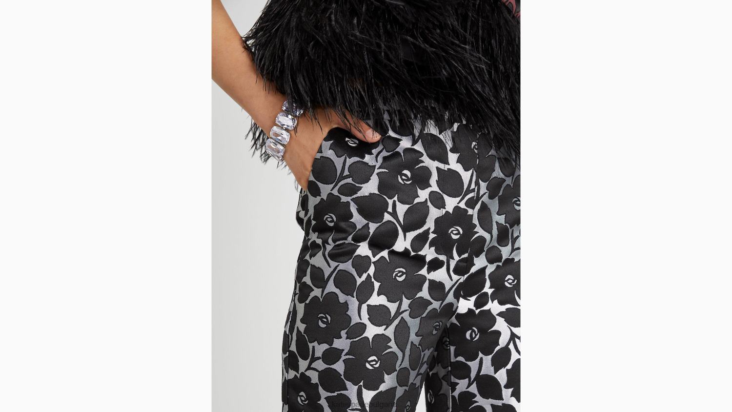 облекло Kate Spade панталон от розов градински брокат черен Жени 2N00B922