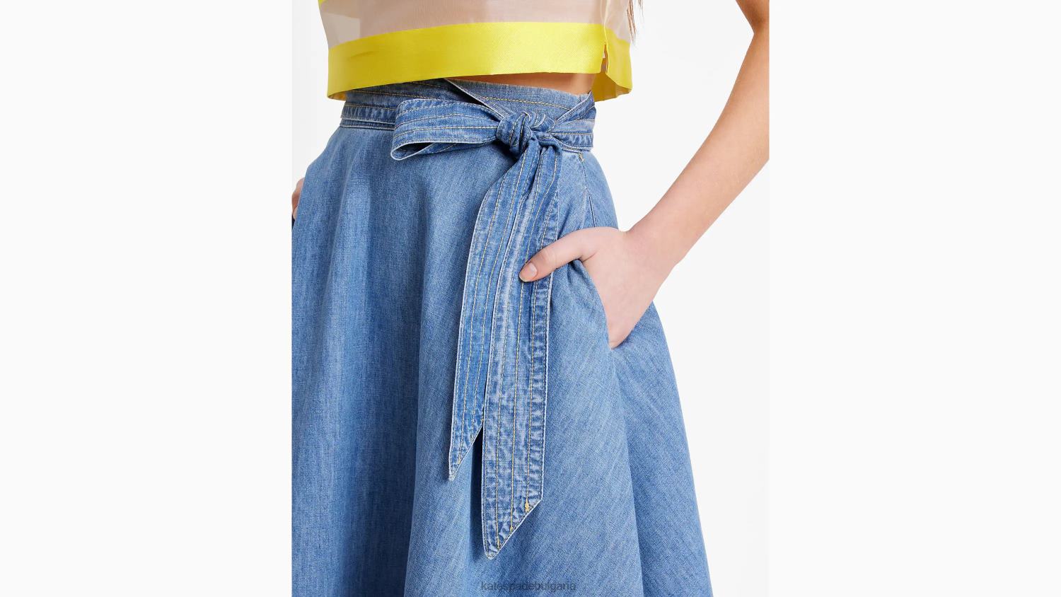 облекло Kate Spade миди пола от шамбре летен бриз син Жени 2N00B724