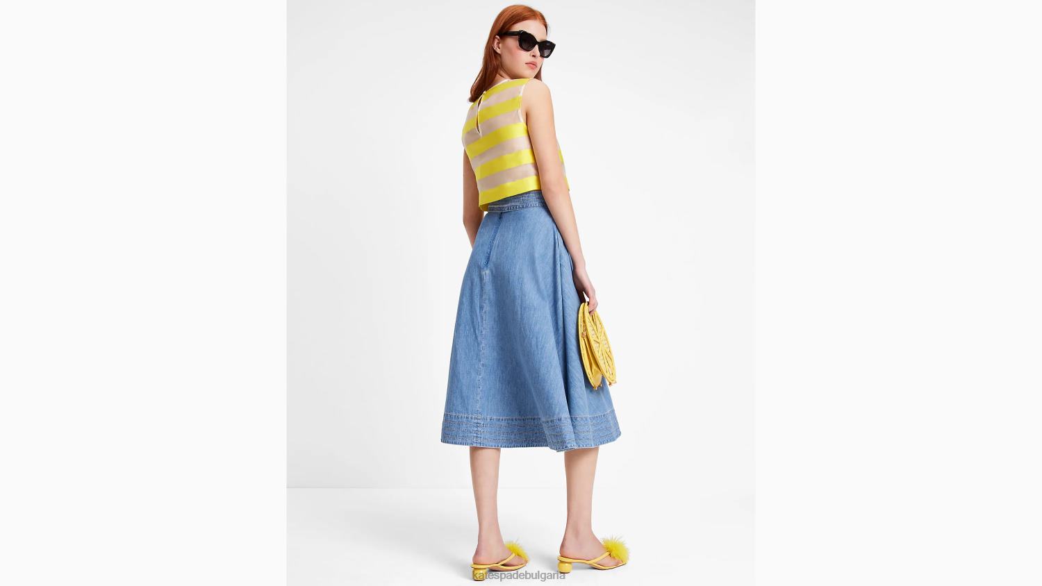 облекло Kate Spade миди пола от шамбре летен бриз син Жени 2N00B724