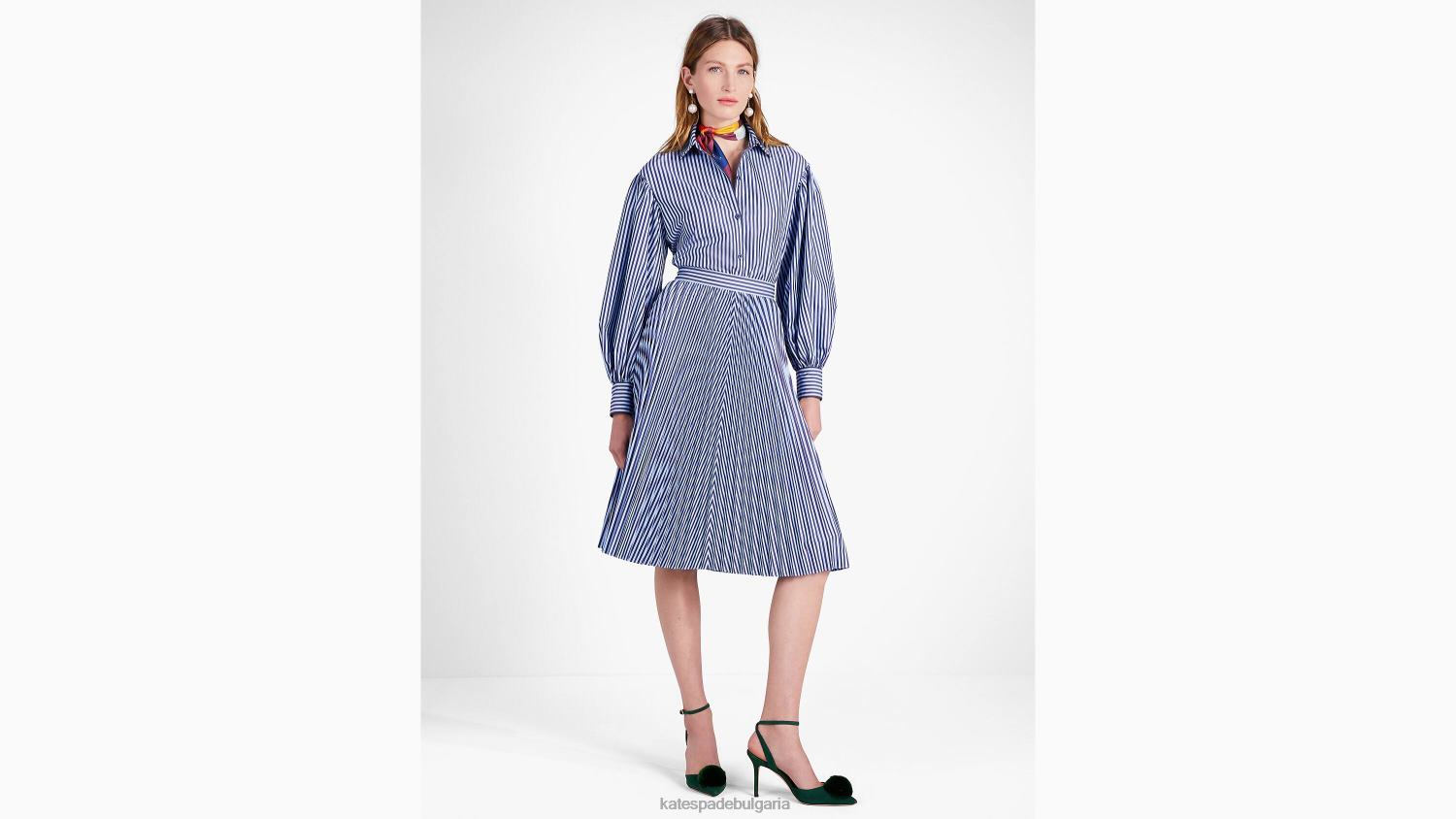 облекло Kate Spade плисирана пола на баничарско райе цитриново синьо Жени 2N00B892