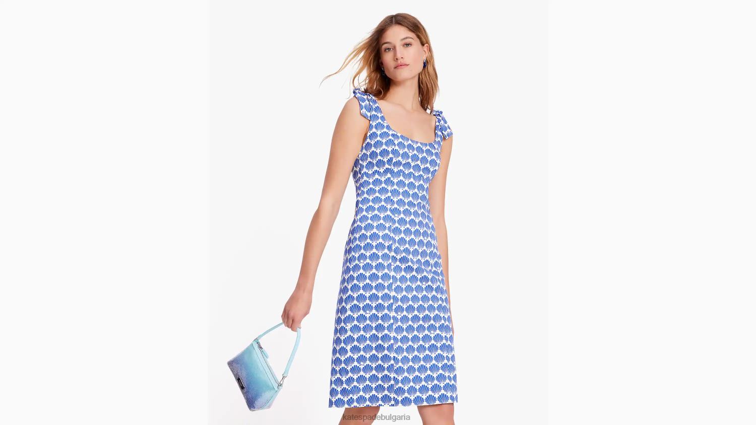 облекло Kate Spade миди рокля с вързани рамена боровинка/сметана Жени 2N00B696