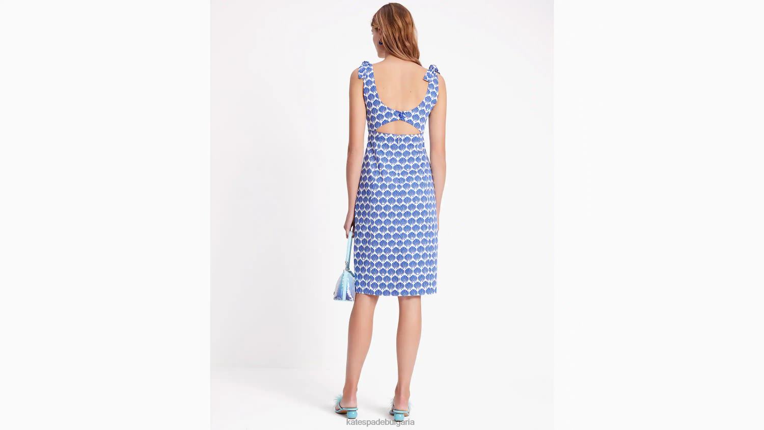 облекло Kate Spade миди рокля с вързани рамена боровинка/сметана Жени 2N00B696