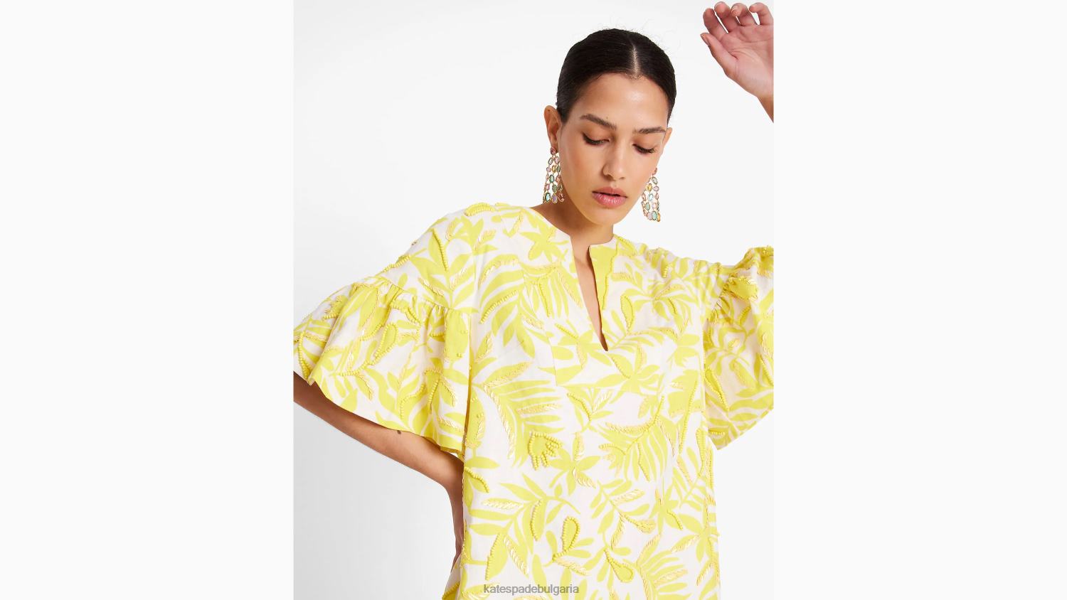 облекло Kate Spade туника, украсена с тропически зеленина кадмиево жълто/кремаво Жени 2N00B719