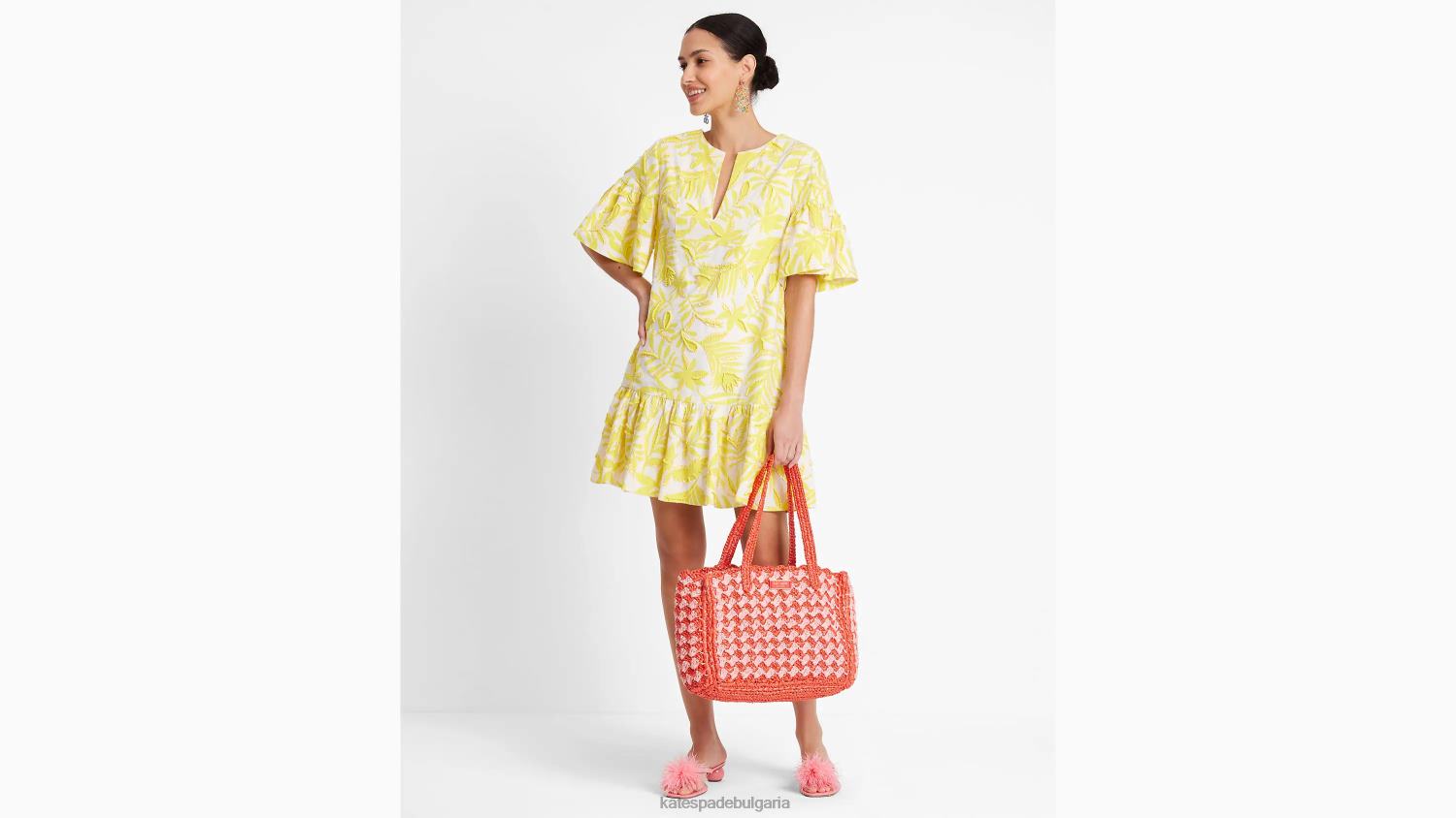 облекло Kate Spade туника, украсена с тропически зеленина кадмиево жълто/кремаво Жени 2N00B719